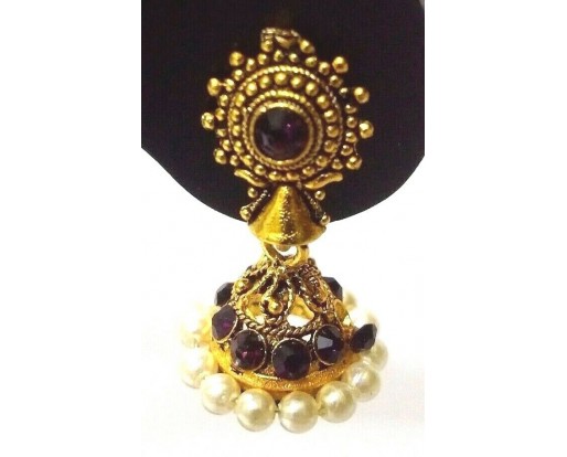 TINY Golden Oxidized Earrings Jhumka Jhumki Imitation Jewelry Drop Dangle EA95